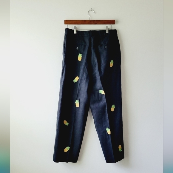 $10 sale 🍓 Deane & White pineapple linen black high waisted slacks size 10 - Picture 7 of 7